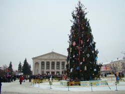На Красній площі Чернігова встановлюють новорічну ялинку